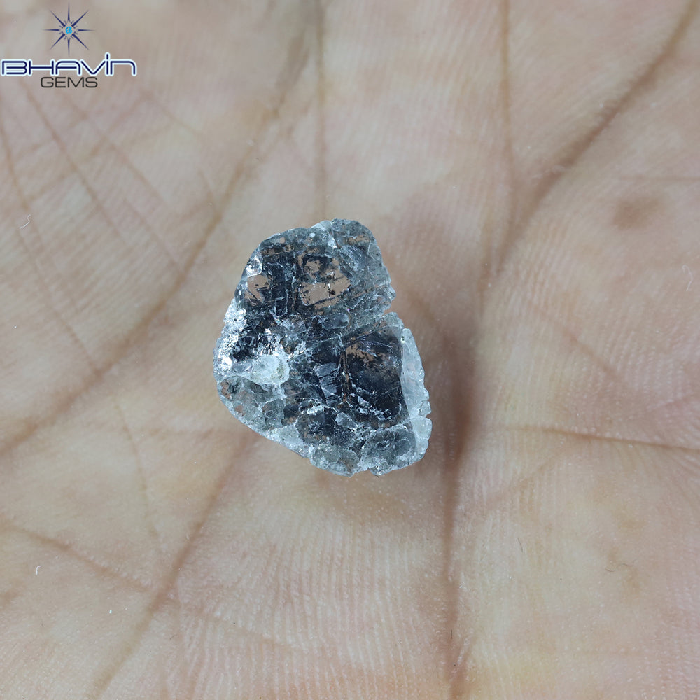 1.89 CT Slice Shape Natural Diamond Salt And Pepper Color I3 Clarity (14.30 MM)