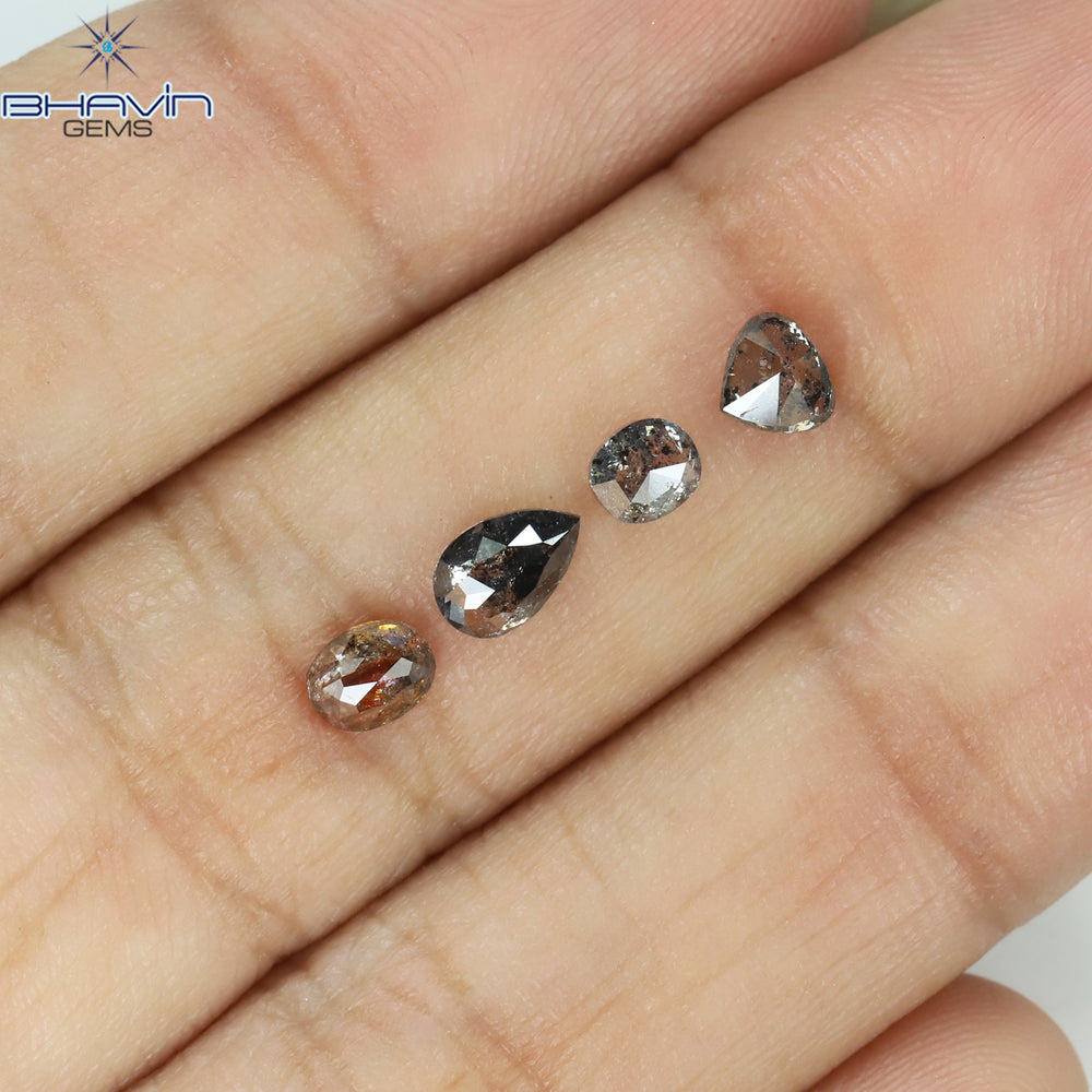 1.21 CT/4 PCS Mix Shape Natural Diamond Salt And Pepper Color I3 Clarity (5.62 MM)