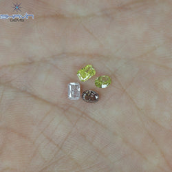 0.74 CT/4 Pcs Mix Shape Natural Diamond Pink-Yellow Color VS-SI Clarity (3.80 MM)