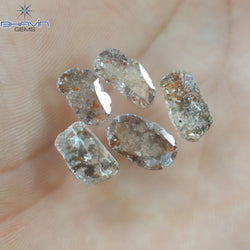 3.57 CT/5 Pcs Slice Shape Natural Loose Diamond Brown Color I3 Clarity (11.59 MM)