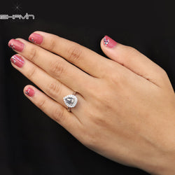 Pear Diamond Natural Diamond Ring Salt And Pepper Color Gold Ring Engagement Ring