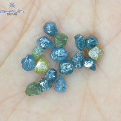 2.10 CT/17 PCS Rough Shape Enhanced Mix Color Natural Diamond I3 Clarity (3.22 MM)