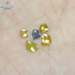 0.71 CT/5 ピース ローズカット ポルキ シェイプ ナチュラル ダイヤモンド ファンシー カラー I3 クラリティ (6.26 MM)