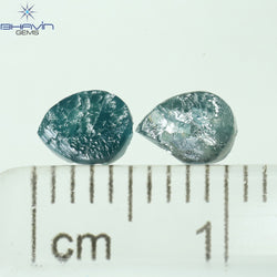 0.69 CT /2 Pcs Pear Rough Shape Blue Color Natural Loose Diamond I3 Clarity (5.30 MM)