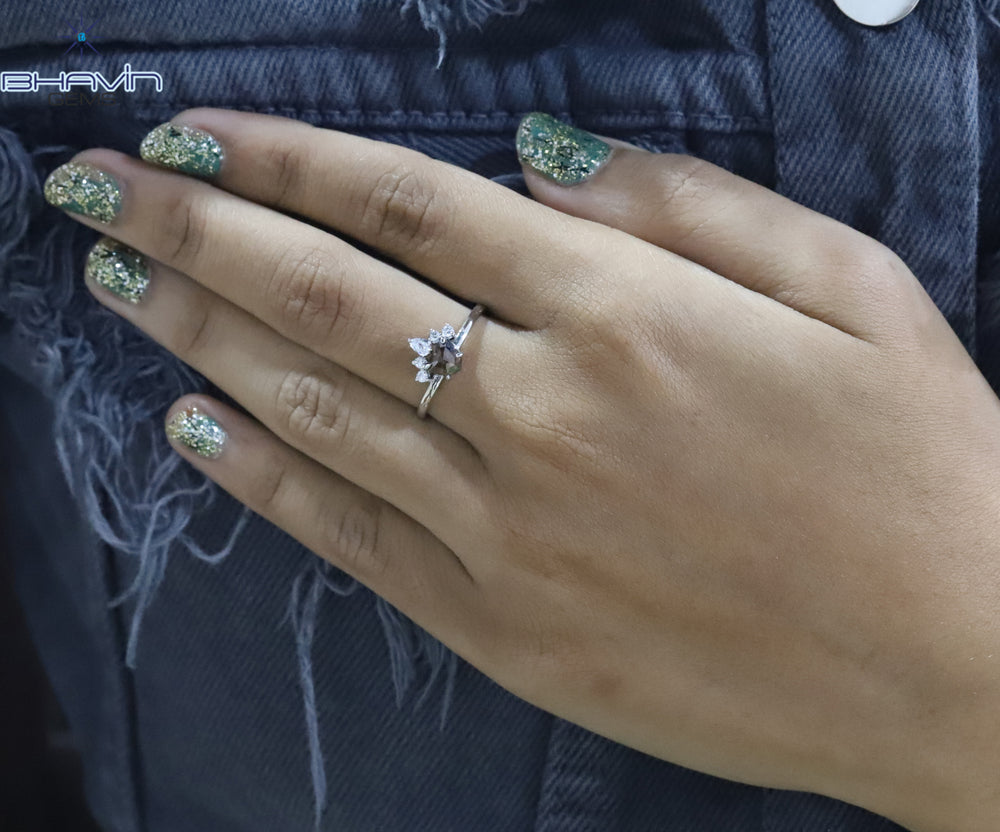 シールドダイヤ ダークブラウンダイヤ 天然ダイヤ 指輪 ゴールド 指輪 婚約指輪