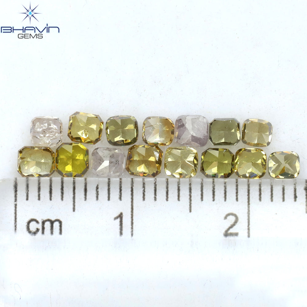 1.93 CT/15 Pcs Cushion Shape Natural Diamond Mix Color SI Clarity (3.30 MM)