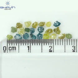 1.89 CT/22 PCS Rough Shape Enhanced Mix Color Natural Diamond I3 Clarity (3.30 MM)