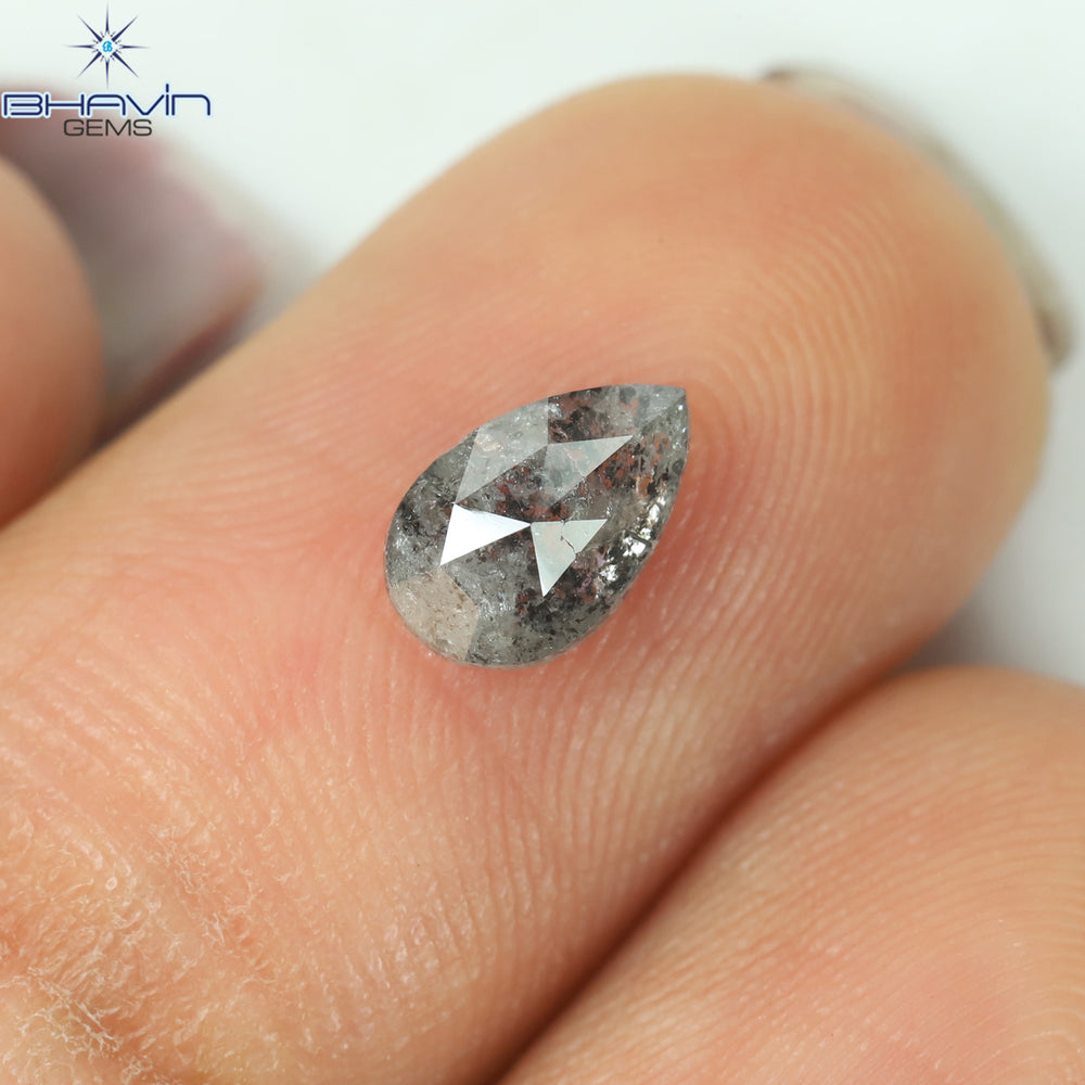 0.64 CT Pear Shape Natural Loose Diamond Salt And Pepper Color I3 Clarity (6.92 MM)