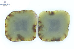 26.07 CT,2 Pcs Uncut Slice Rosecut Shape, Loose Diamond, Clarity I3