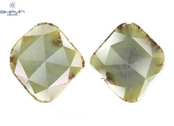 26.07 CT,2 Pcs Uncut Slice Rosecut Shape, Loose Diamond, Clarity I3