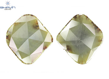 26.07 CT,2 Pcs Uncut Slice Rosecut Shape, Loose Diamond, Clarity I3