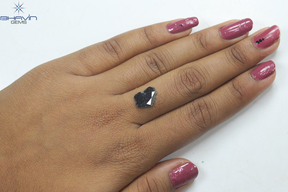 1.09 CT Slice Shape Natural Diamond Salt And Pepper Color I3 Clarity (11.82 MM)