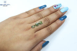 1.28 CT/3 Pcs Slice Shape Natural Diamond Green Color I3 Clarity (9.65 MM)