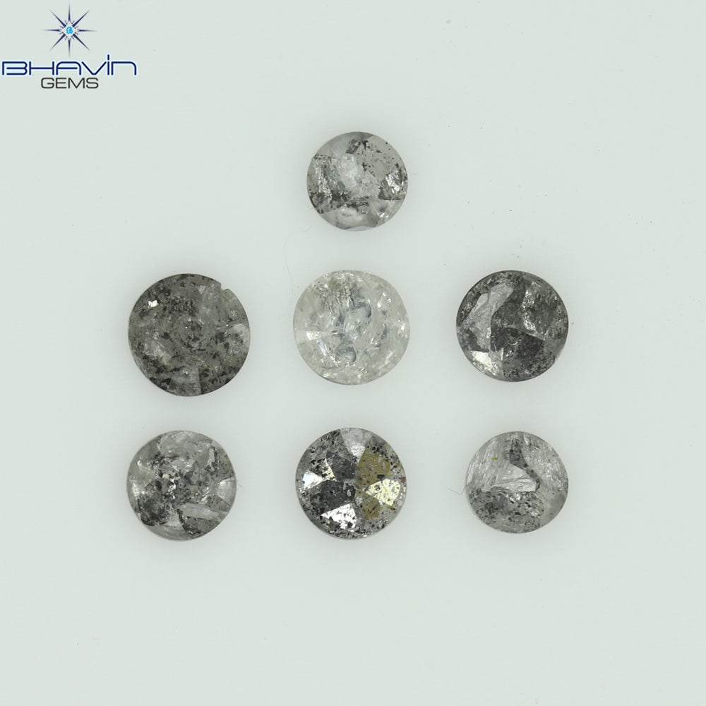 0.31 CT/7 Pcs Uncut Shape Salt And Pepper Color Natural Loose Diamond I3 Clarity (2.28 MM)