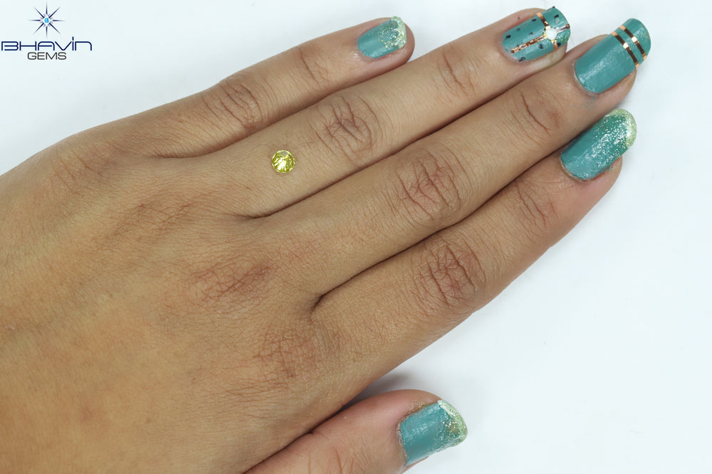 0.31 CT Round Shape Natural Diamond Yellow Color SI2 Clarity (4.32 MM)