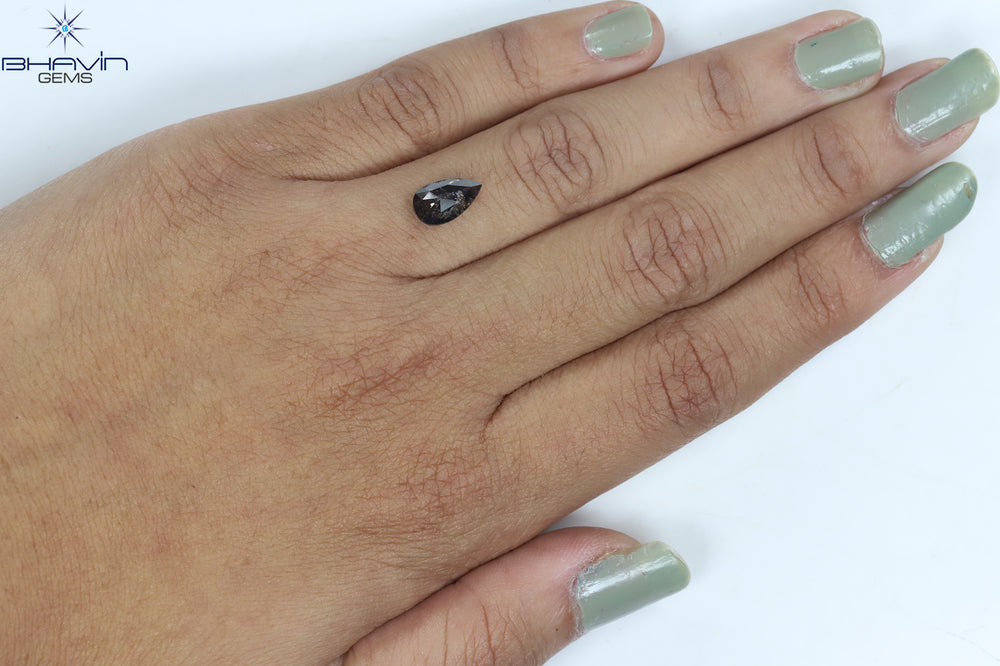 0.39 CT ペアシェイプ ナチュラル ルース ダイヤモンド ソルト アンド ペッパー カラー I3 クラリティ (5.27 MM)