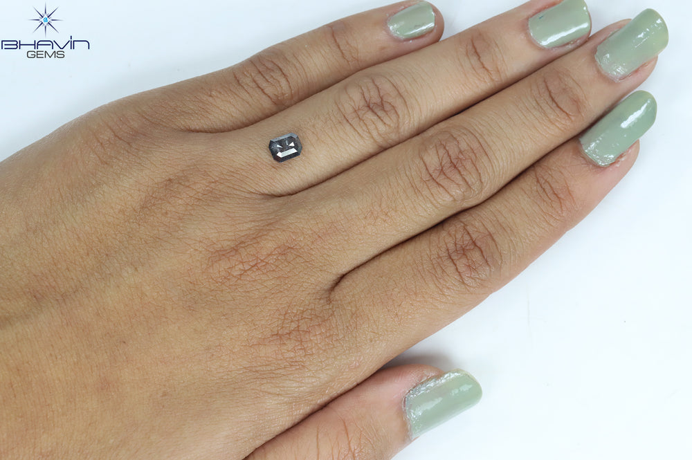 0.83 CT Emerald Shape Natural Diamond Salt And Pepper Color I3 Clarity (5.97 MM)