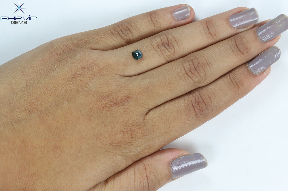 0.57 CT Square Cut Natural Diamond Enhanced Blue Color I3 Clarity (4.67 MM)