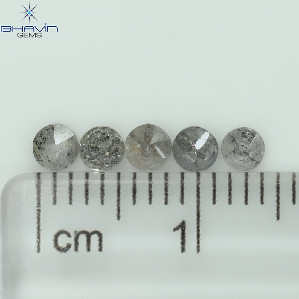 0.55 CT /5 Pcs Uncut Shape Salt And Pepper Natural Loose Diamond I3 Clarity (2.98 MM)