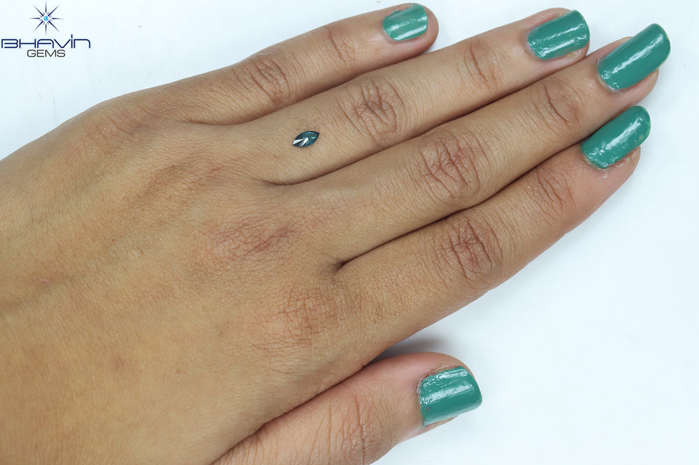 0.19 CT Marquise Shape Natural Diamond Enhances Blue Color SI1 Clarity (5.97 MM)