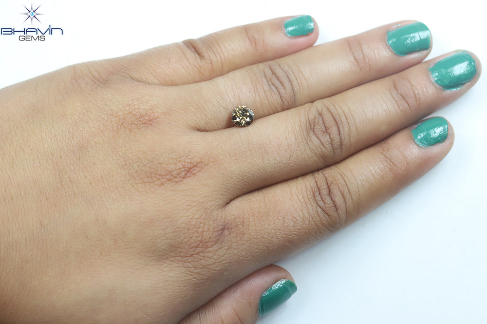 1.04 CT Round Shape Natural Diamond Brown Color SI1 Clarity (6.33 MM)