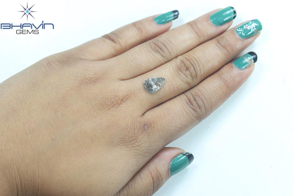 1.07 CT Slice Shape Natural Diamond Salt And Pepper Color I3 Clarity (12.15 MM)