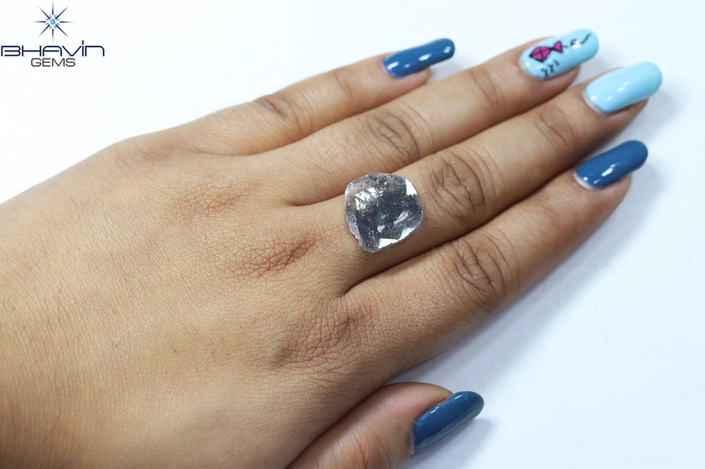 3.67 CT Pear Slice Shape Natural Diamond Salt And Pepper Color I3 Clarity (17.07 MM)