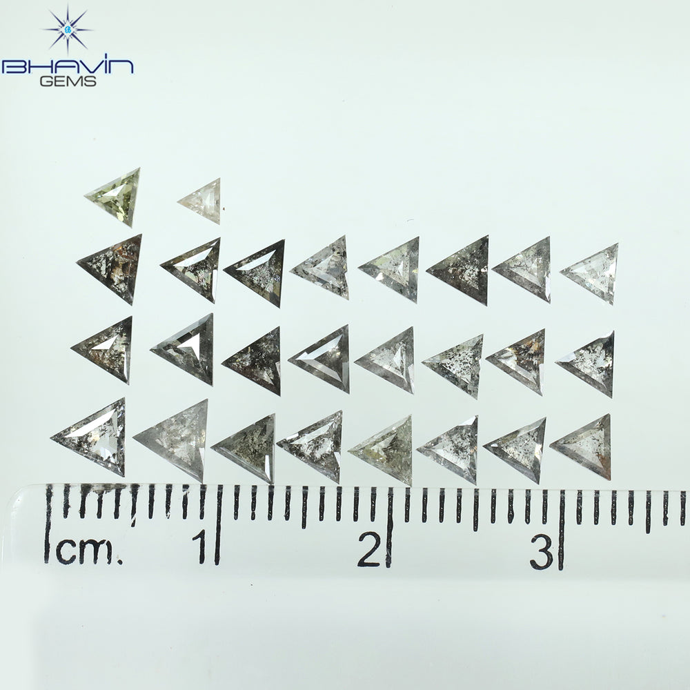 2.84 CT/45 Pcs Triangle Shape Natural Loose Diamond Salt And Pepper Color I3 Clarity (2.80 MM)
