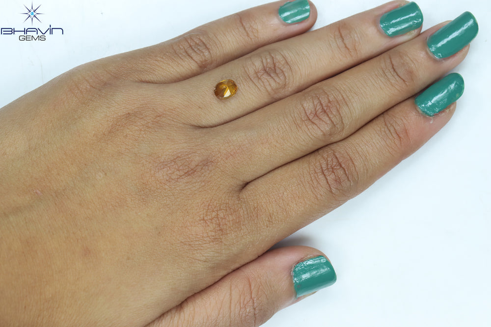 1.03 CT Oval Shape Natural Diamond Orange Yellow Color SI2 Clarity (6.80 MM)