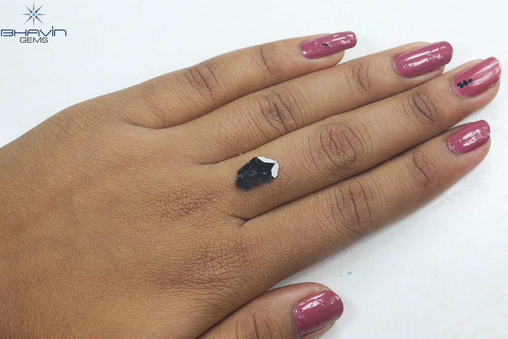 1.12 CT Slice Shape Natural Diamond Salt And Pepper Color I3 Clarity (13.00 MM)