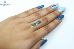 1.71 CT/3 Pcs Slice Shape Natural Diamond Blue Green Color I3 Clarity (8.01 MM)