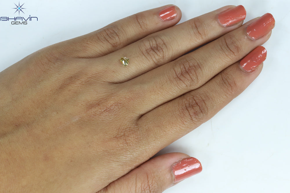 0.45 CT Heart Shape Natural Diamond Brown Yellow Color SI1 Clarity (4.73 MM)