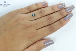 0.80 CT Emerald Shape Natural Diamond Blue Color I3 Clarity (5.72 MM)