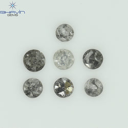 0.31 CT/7 Pcs Uncut Shape Salt And Pepper Color Natural Loose Diamond I3 Clarity (2.28 MM)