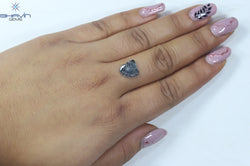 1.39 CT Slice Shape Natural Diamond Salt And Pepper Color I3 Clarity (10.77 MM)