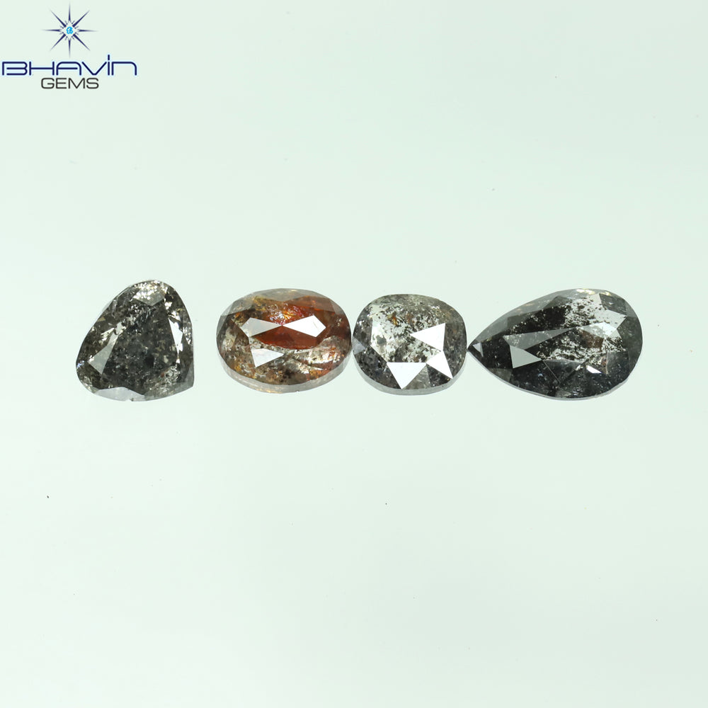 1.21 CT/4 PCS Mix Shape Natural Diamond Salt And Pepper Color I3 Clarity (5.62 MM)