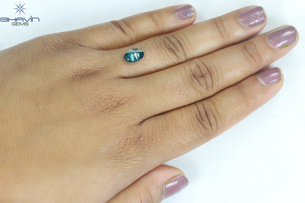 1.65 CT Oval Shape Natural Diamond Greenish Blue Color I2 Clarity (9.03 MM)