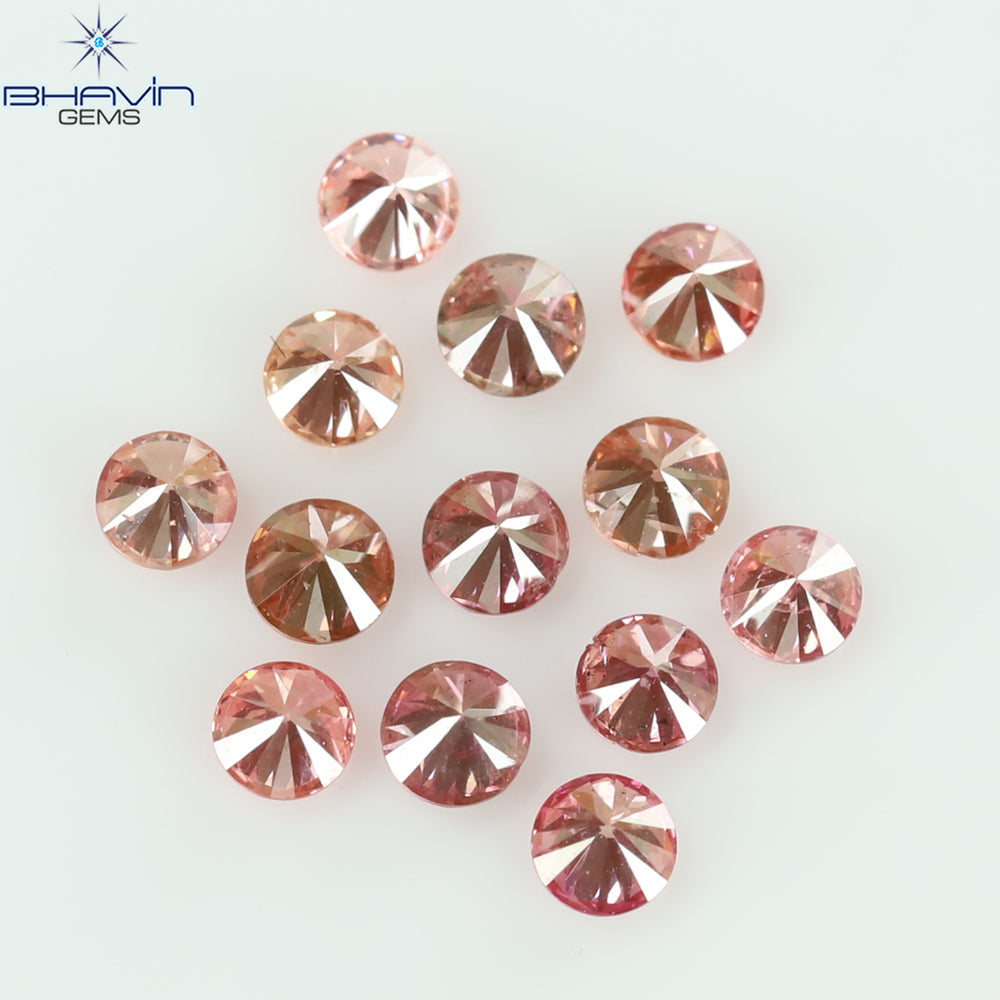 0.33 CT/13 ピース ラウンド シェイプ ナチュラル ルース ダイヤモンド ピンク カラー SI クラリティ (1.90 MM)