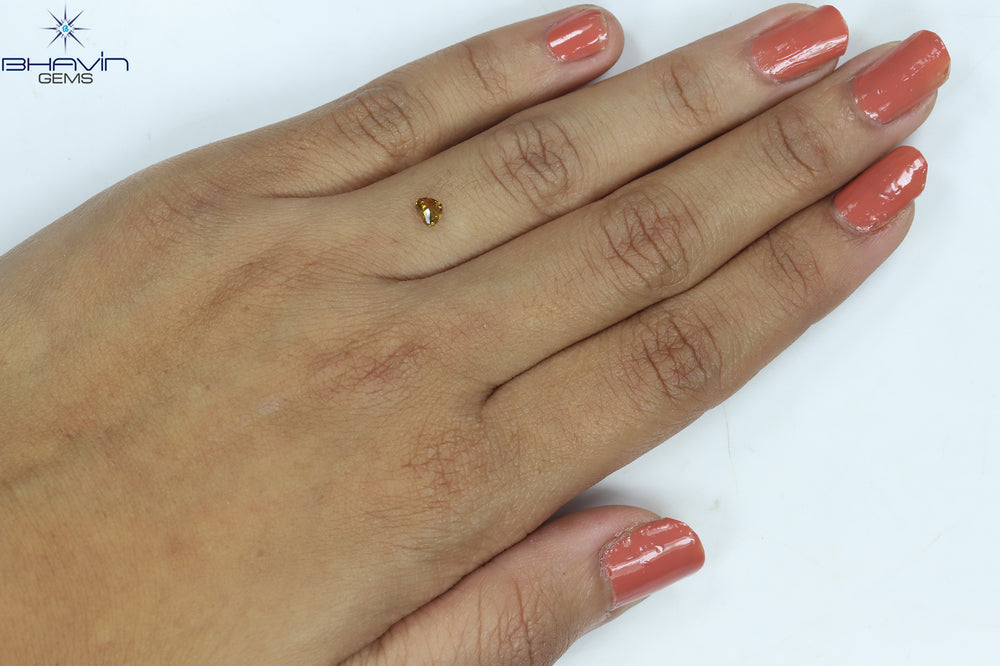 0.26 CT Heart Shape Natural Diamond Orange Color SI1 Clarity (3.50 MM)