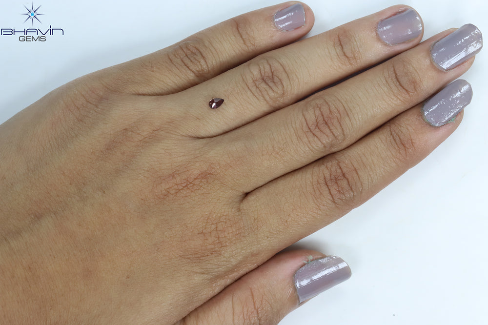 0.17 CT Pear Shape Natural Diamond Enhanced Pink Color VS2 Clarity (4.50 MM)