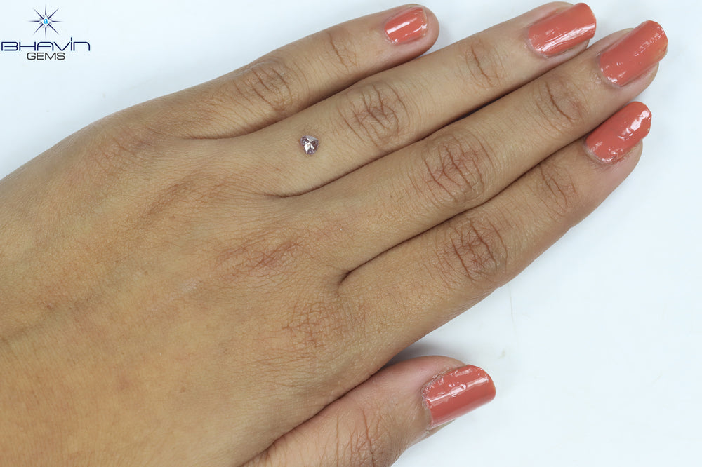 0.23 CT Heart Shape Natural Diamond Pink Color I2 Clarity (4.10 MM)
