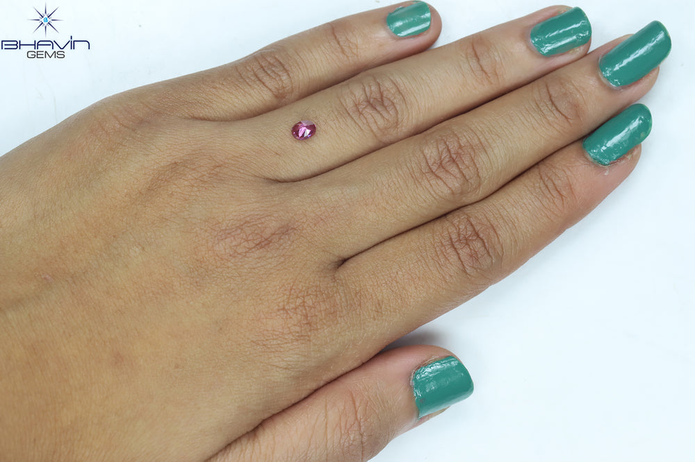0.39 CT Oval Shape Natural Diamond Enhanced Pink Color VS2 Clarity (4.90 MM)