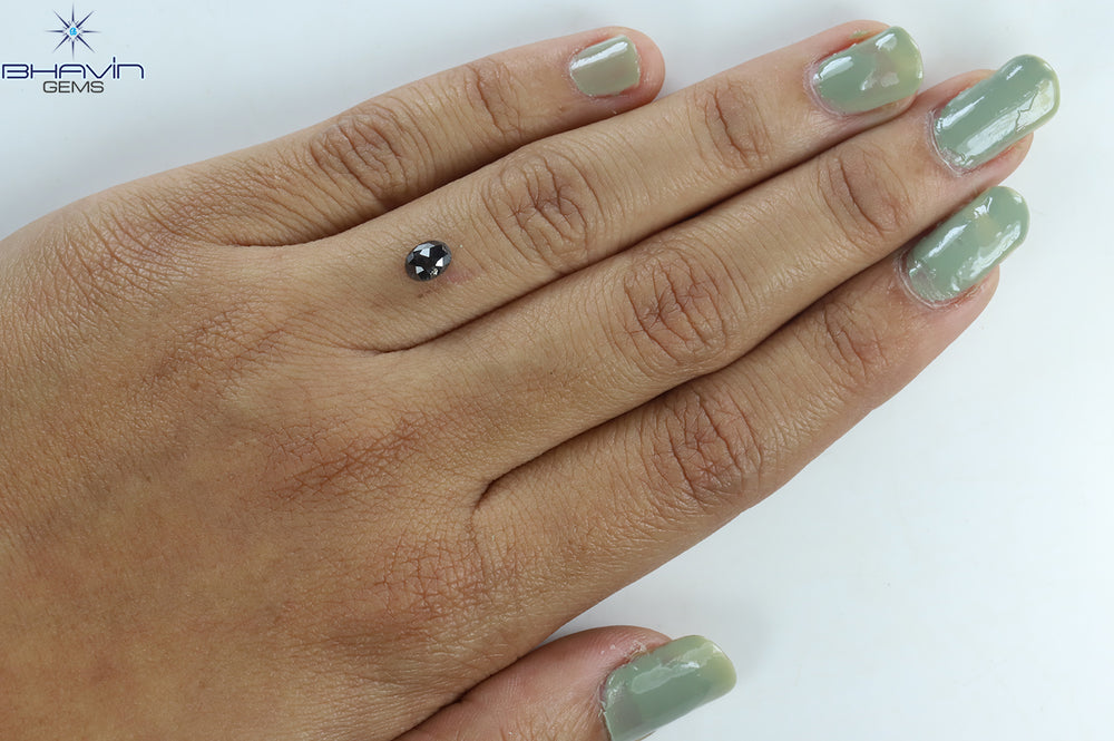 0.50 CT Oval Shape Natural Diamond Salt And Pepper Color I3 Clarity (5.56 MM)