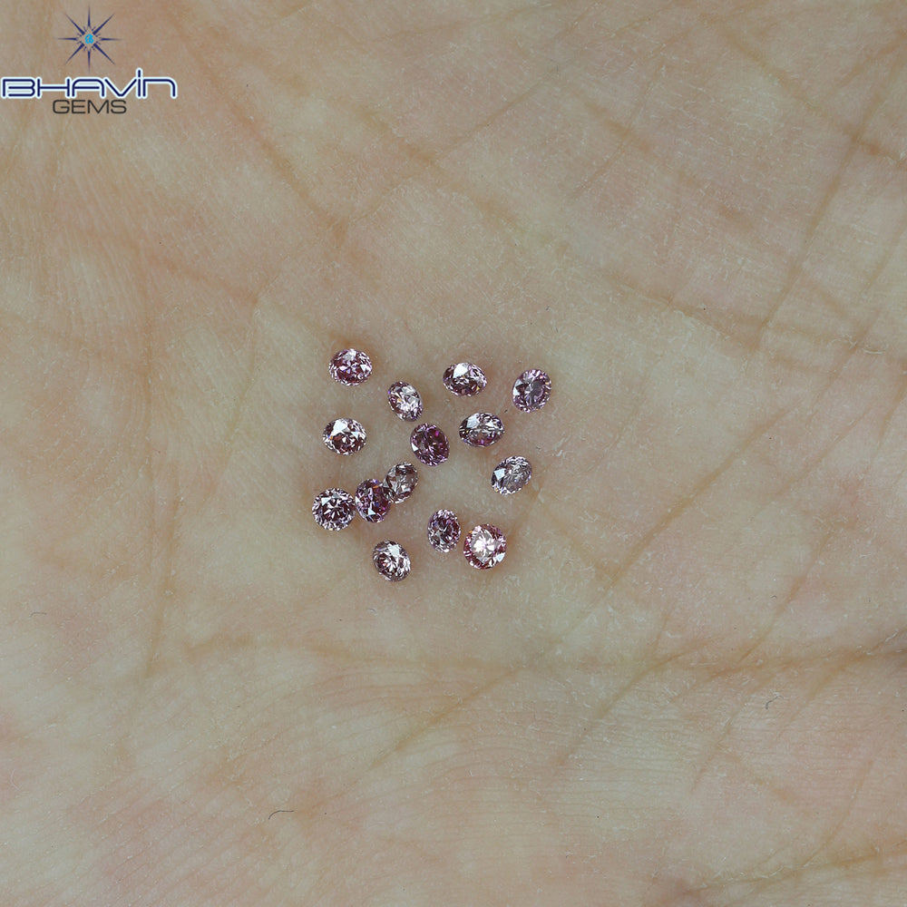0.30 CT/14 PCS Round Diamond Vivid Pink Color Natural Diamond VS Clarity (1.70 MM)
