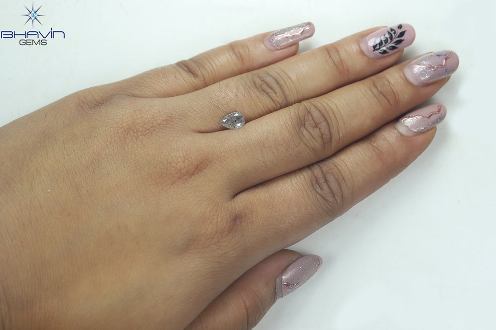 1.03 CT Pear Shape Natural Diamond Salt And pepper Color I3 Clarity (7.61 MM)