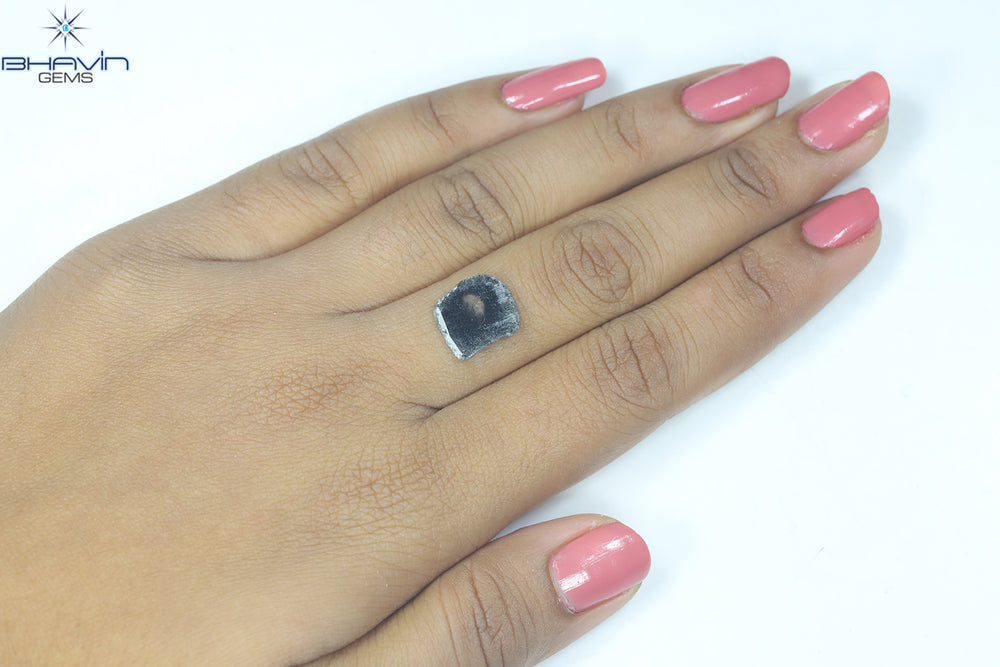 2.24 CT Slice Shape Natural Diamond Salt And Pepper Color I3 Clarity (12.15 MM)