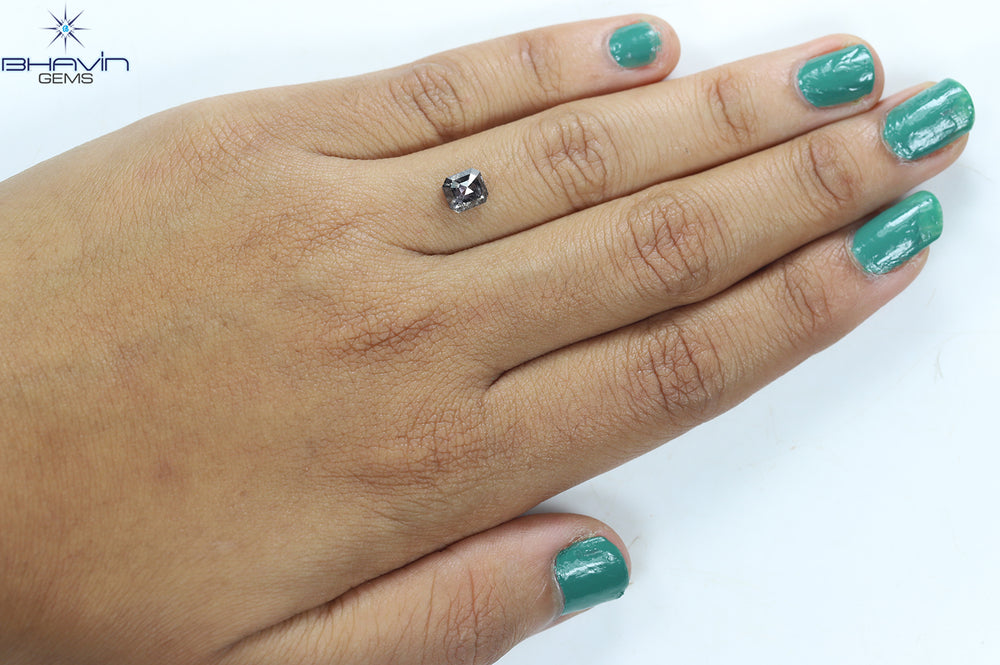 1.00 CT Asscher Shape Natural Diamond Salt And Pepper Color I3 Clarity (5.72 MM)