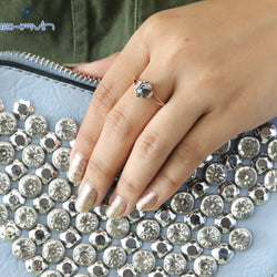 Hexagon Diamond Salt And Pepper Diamond Natural Diamond Ring Gold Ring Engagement Ring