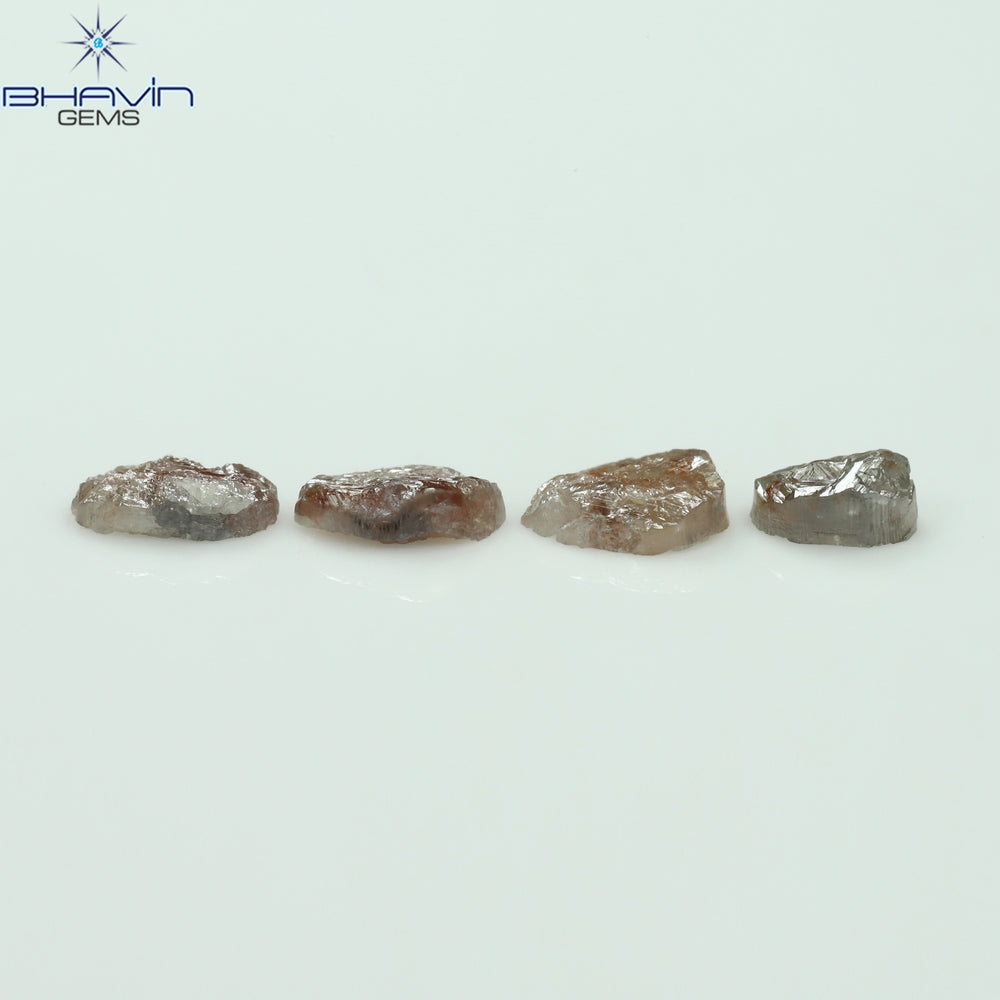 1.85 CT /4 Pcs Uncut Shape Brown Natural Loose Diamond I3 Clarity (6.48 MM)