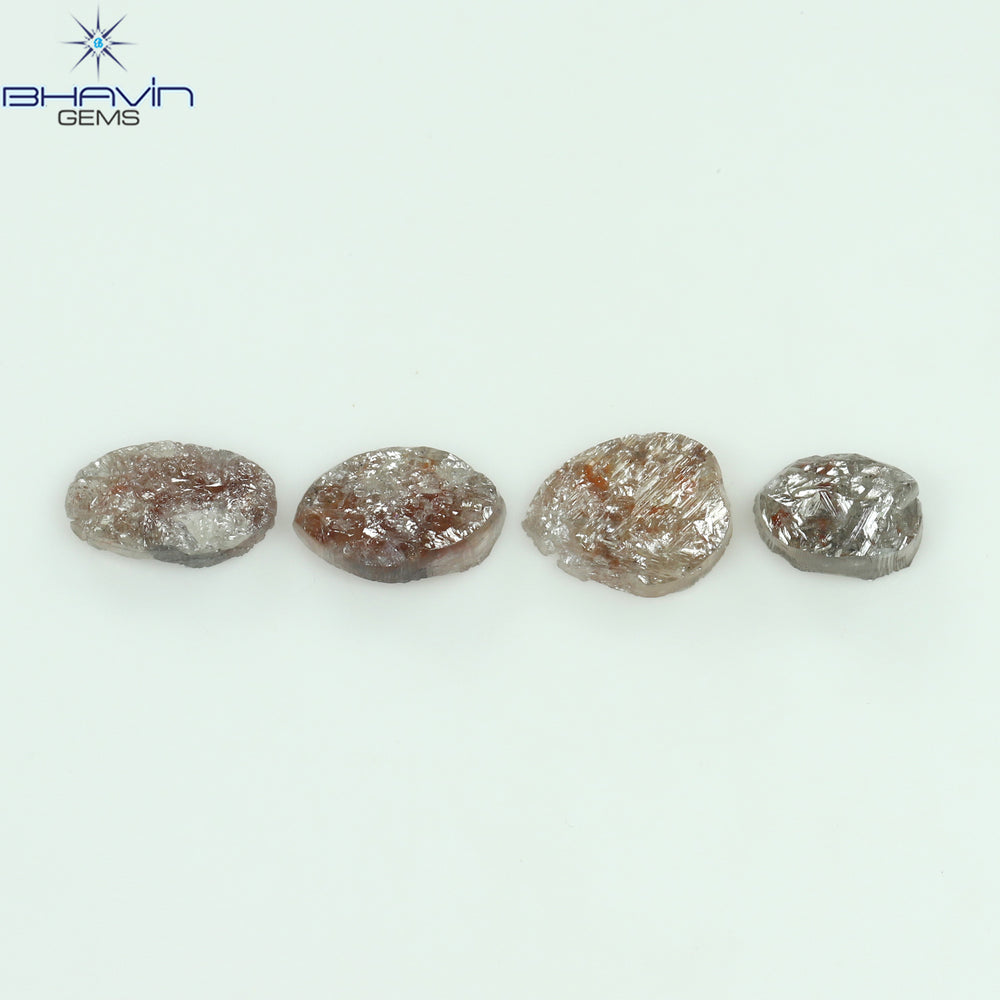 1.85 CT /4 Pcs Uncut Shape Brown Natural Loose Diamond I3 Clarity (6.48 MM)